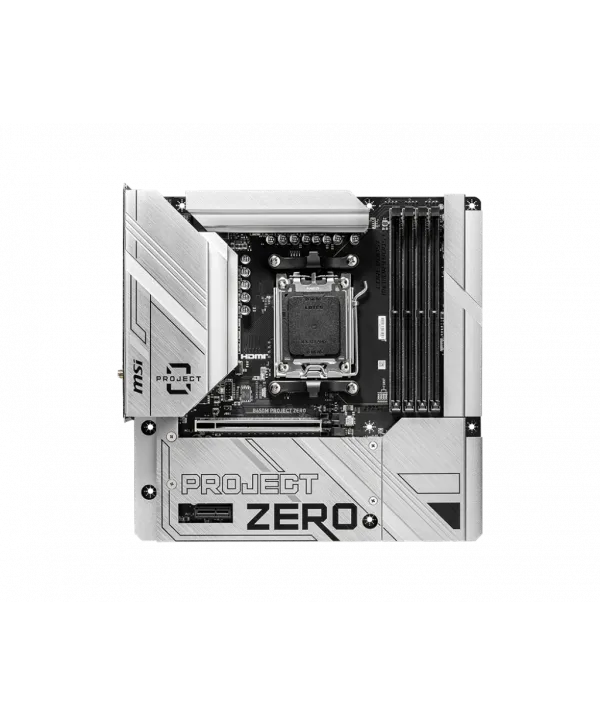 MSI B650M PROJECT ZERO AM5 DDR5 7600MHZ(OC) HDMI DP M.2 USB3.2 2.5G LAN WI-FI 6E mATX