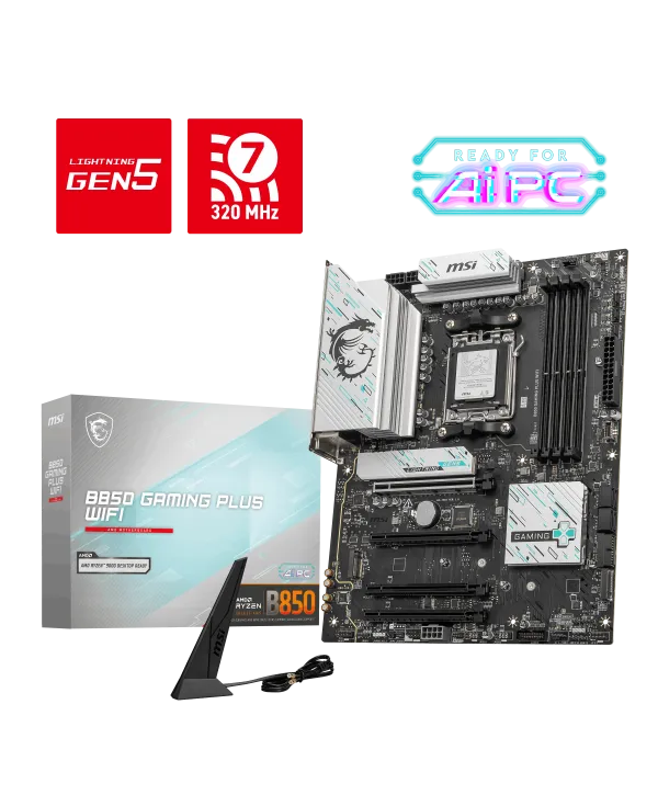 MSI B850 GAMING PLUS WIFI AM5 DDR5 8200MHZ(OC) DP 3x M.2 USB 10Gbs 5G LAN WI-FI 7 ATX
