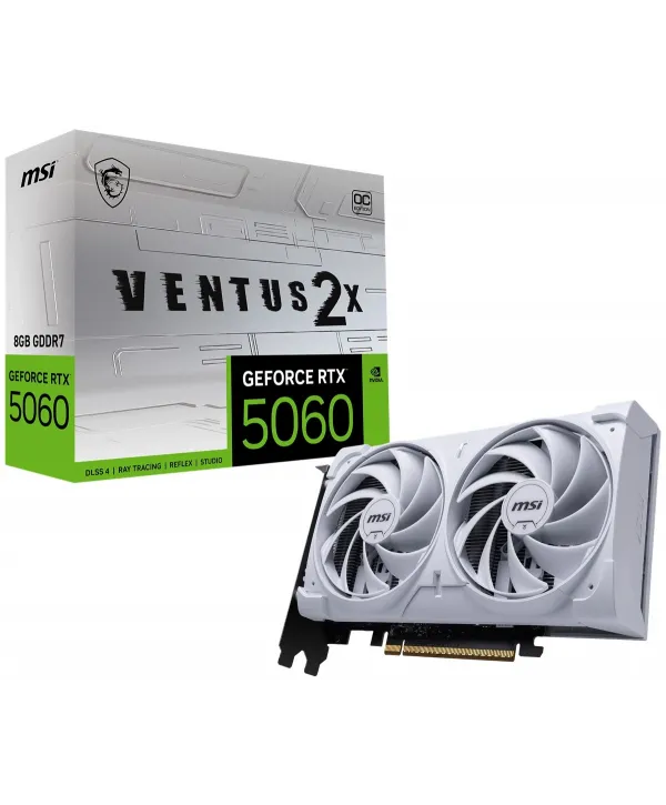 MSI GEFORCE RTX 5060 8G VENTUS 2X OC WHITE GDDR7 128B DX12 PCIE 5.0 X16 (3XDP 1XHDMI)