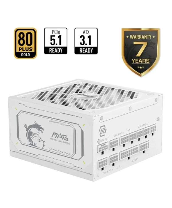 MSI MAG 1000GL PCIE5 WHITE 1000W 80+ GOLD POWER