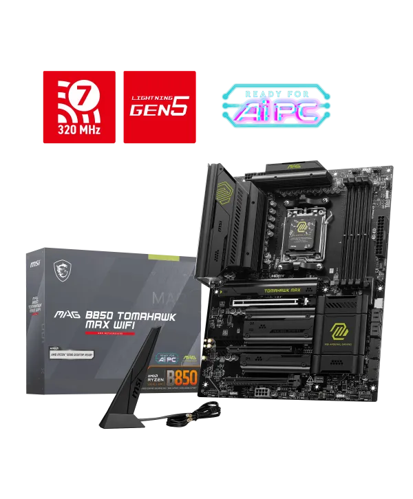 MSI MAG B850 TOMAHAWK MAX WIFI AM5 DDR5 8400MHZ(OC) HDMI 4x M.2 USB 10Gbs 5G LAN WI-FI 7 ATX