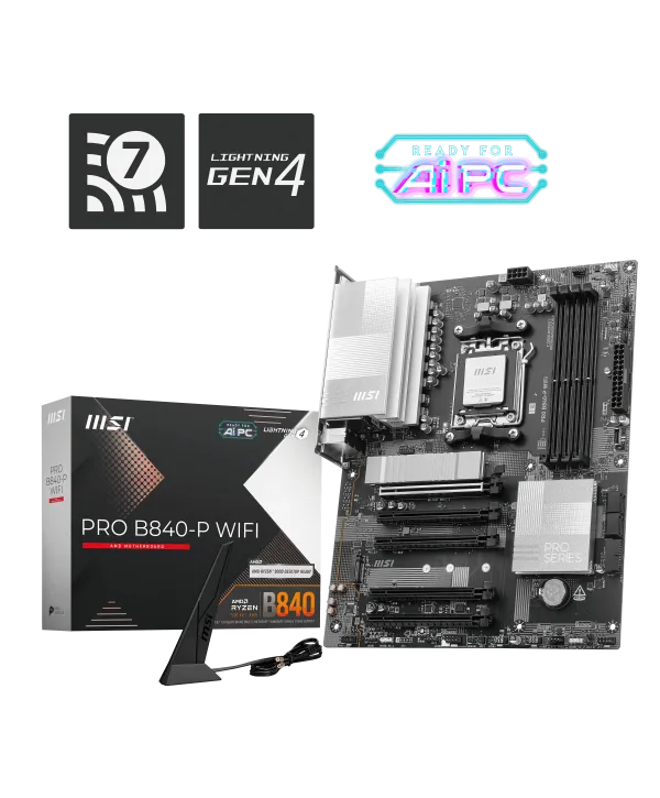 MSI MB PRO B840-P WIFI AM5 DDR5 8000MHZ(OC) HDMI 2x M.2 USB 10Gbs 2.5G LAN WI-FI 7 ATX