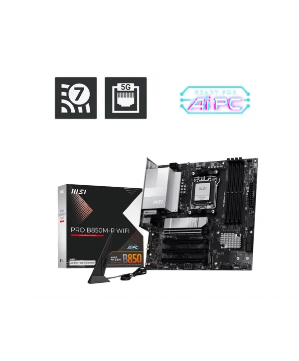 MSI PRO B850M-P WIFI DDR5 AM5 8200MHZ(OC) HDMI DP 3X M.2 USB 10GBS 5G LAN WI-FI 7 MATX