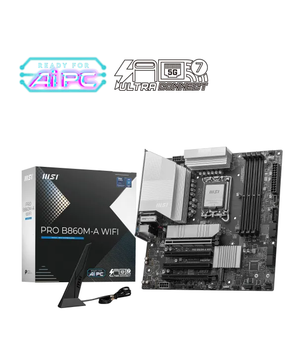 MSI PRO B860M-A WIFI SOKET 1851 DDR5 8600MHZ(OC) 3xM.2 1x TB4 HDMI DISPLAY 5G LAN WIFI 7 mATX