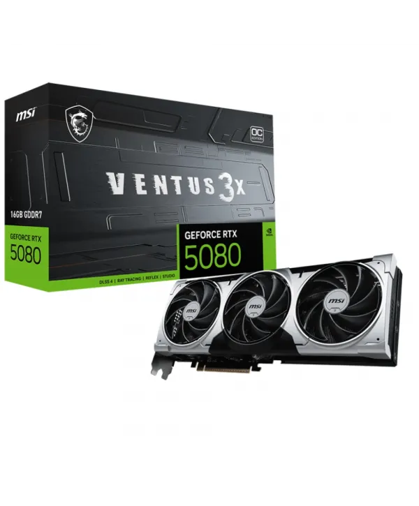 MSI VGA GEFORCE RTX 5080 16G VENTUS 3X OC PLUS RTX5080 16GB GDRR7 256 B DX12 PCIE 5.0 X16 (3XDP 1XHDMI)