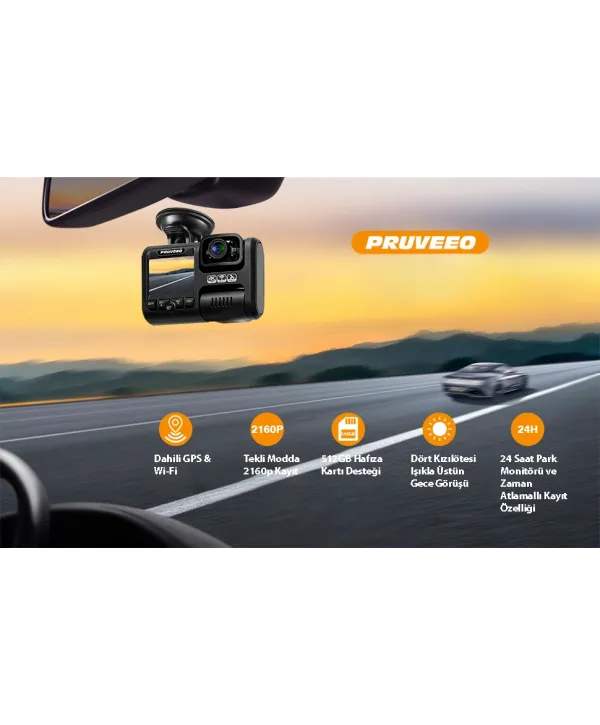 PRUVEEO D30 WI-FI 4K ARAC KAMERASI