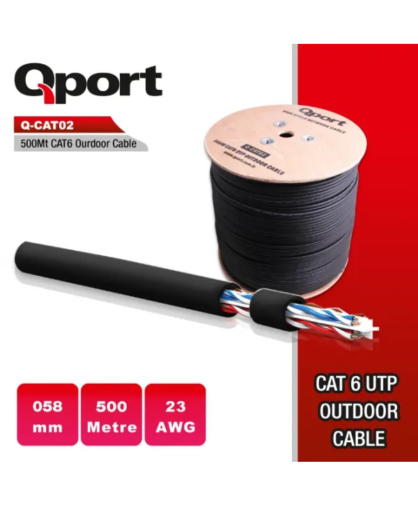 QPORT Q-CATO2 23AWG 500M MAKARALI OUTDOOR SİYAH KABLO