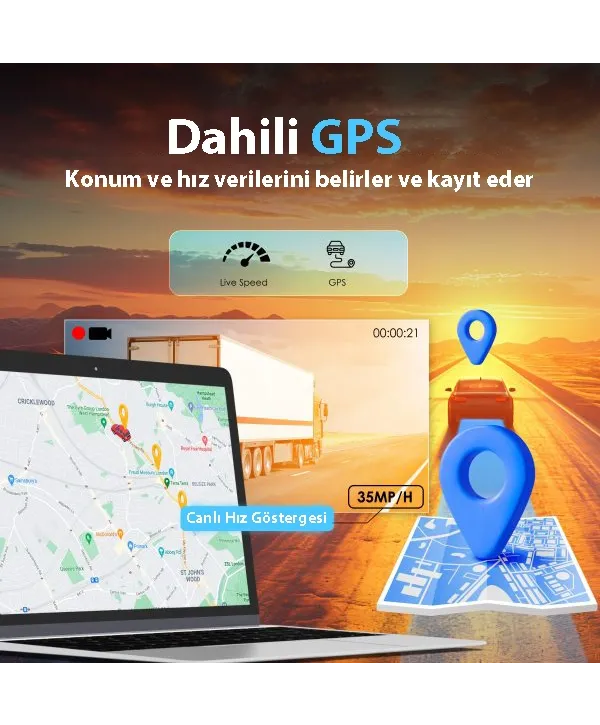 REXING R316 4K GPS WI-FI ARAC KAMERASI + 64GB SD