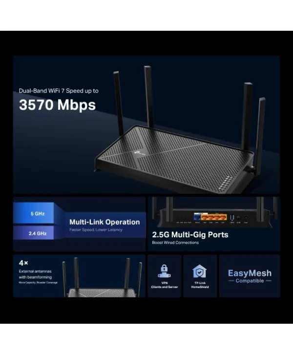 TP-LINK ARCHER BE230 BE3600 Dual-Band Wi-Fi 7 ROUTER