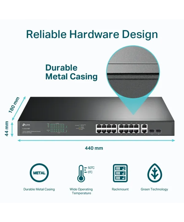 TP-LINK TL-SG1218MP 18PORT 10/100/1000 YÖNETİLEMEZ POE SWITCH