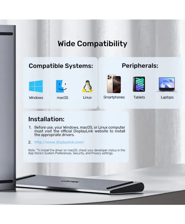 UNITEK UHUB11+ USB-C DISPLAYLINK 4K BAGLANTI ISTASYONU (D1147AGY01)