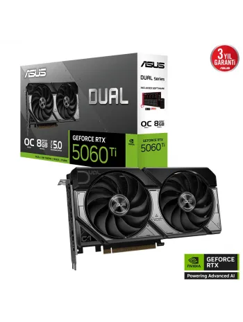 ASUS DUAL-RTX5060TI-O8G 8GB DDR7 128BIT 3XDP EKRAN KARTI