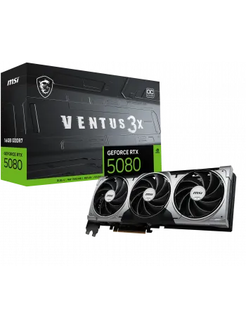 MSI VGA GEFORCE RTX 5080 16G VENTUS 3X OC RTX5080 16GB GDRR7 256 B DX12 PCIE 5.0 X16 (3XDP 1XHDMI)