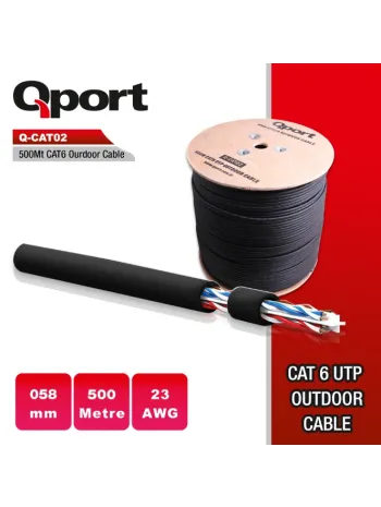 QPORT Q-CATO2 23AWG 500M MAKARALI OUTDOOR SİYAH KABLO