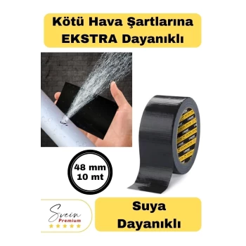 Çok Amaçlı Su Geçirmez Sızdırmaz Dayanıklı Izolasyon Siyah Tamir Bandı 48 Mm 10 Mt 1 Adet