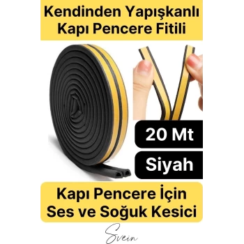 Kapı Ve Pencere Soğuk Izolasyon Bandı Fitili Kendinden Yapışkanlı Kauçuk Yalıtım Bant 2x10 = 20 Mt