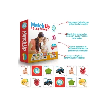 Match Up Eşleştirme Hafıza Gelişimi Görsel Algı Düşünme Becerisi Türkçe ve İngilizce Öğrenme Oyunu