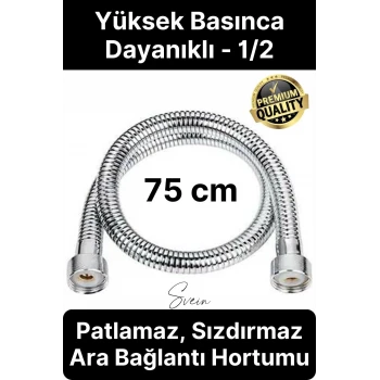 75 cm Kısa Tepe Ara Duş Hortumu Spiral Robot Ara Bağlantı Örgülü Dayanıklı Kopmaz Patlamaz Sızdırmaz