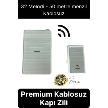 Lüks Kablosuz Uzaktan Kumandalı Yüksek Sesli Uzun Mesafe Menzil Kapı Zili Ev Ofis Dükkan 50 metre