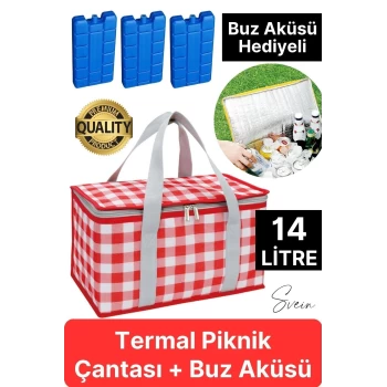 Premium Soğuk Sıcak Termal Piknik Kamp Çantası Yemek Taşıma Yalıtımlı Piknik Termos Buz Aküsü Hediye