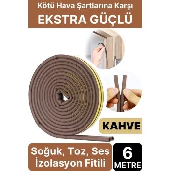 6 Metre Kahve Pvc Doğrama Kapı Pencere Soğuk Geçirmez Sızdırmaz İzolasyon Fitil Yapışkanlı 3x2=6 mt
