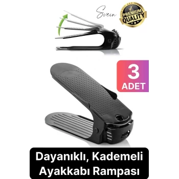 3 Adet Ayakkabı Rampası İstifleyici Dolap İçi Depolama Organizer Koruyucu Düzenleyici Ayarlanabilir