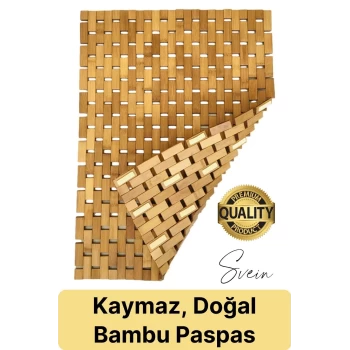 Kaydırmaz Bambu Banyo Paspası Blok Dokuma Hasır Dekoratif Ayak Duş Matı Kapı Giriş Pedi Zemin Ev