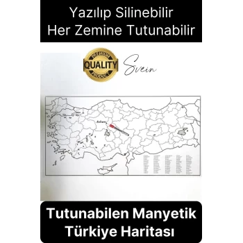 Duvara Yapışabilen Ev Okul Stickerı Dekoratif Büyük Boy Yazılabilir Türkiye Haritası Manyetik Şeffaf
