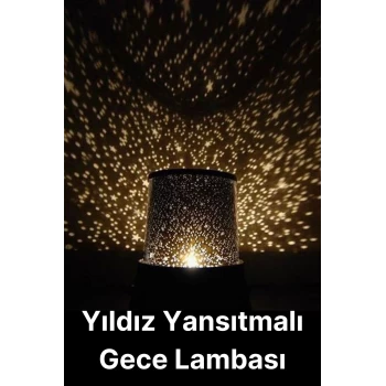 Premium Işık Yansıtmalı Yıldız Projeksiyon Gece Lambası Masa Üstü Pilli ve Usb Tavan Duvar Ambiyans