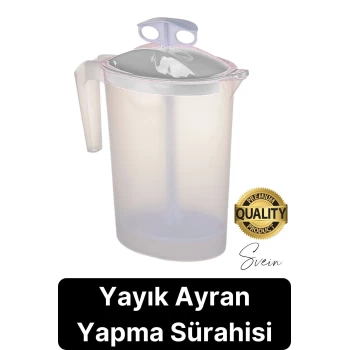 Pratik Yayık Ayran Sürahisi Karıştırıcı Köpürten Basmalı Çalkalama Plastik 2,4 lt Büyük Boy Mixer