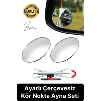 Yapışkanlı Geniş Açı 2 Adet Ayarlanabilir Kör Nokta Aynası Park Etme Çerçevesiz Etkili Görüş Açısı