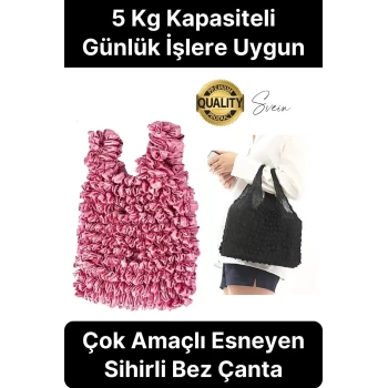 Çok Amaçlı Sihirli Genişleyen Bez Çanta 5 Kg Kapasiteli Elastik Büyük Yırtılmaz Dayanıklı İşlevsel