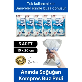 5 Adet Tek Kullanımlık Anında Hazır Soğuk Kompres Ped Buz Torbası Acil İlk Yardım Paketi Terapi