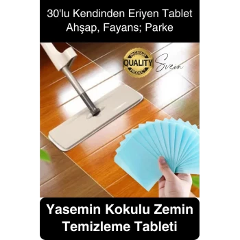 30 Adet Yasemin Kokulu Zemin Temizleme Tableti Levhaları Parke Cila Parlatma Uzun Süre Temizlik