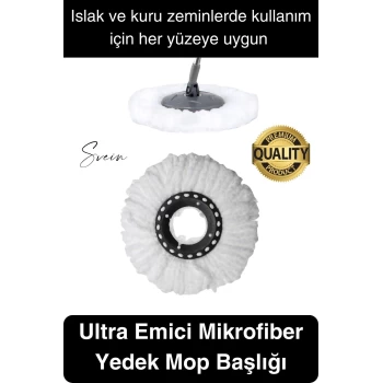 Ultra Emici Yedek Mop Başlığı Mikrofiber Paspas Püsküllü Temizlik Fayans Parke Laminant Silme Bezi