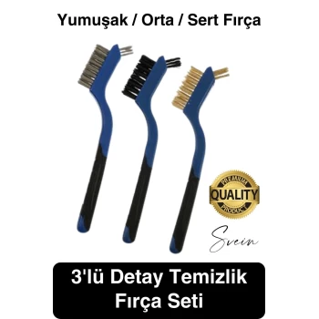 Premium 3lü Mini Tel Fırça Seti Detay Temizlik Pas Kir Sökücü Devre Kartı Fan 3D Printer Mekanik