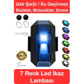 7 Renkli Şarjlı Bisiklet Motosiklet Drone Scooter Araba İçin Flaşör Lamba Yanıp Sönen Led İkaz Işığı