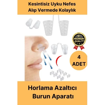 Premium Kesintisiz Uyku Nefes Alıp Vermede Kolaylık Horlama Azaltıcı Burun Delik Aparatı 4 Adet