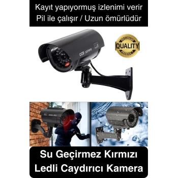 Gece Görüşlü Pilli Kırmızı Ledli Su Geçirmez Ev Bahçe İş Yeri Ofis Caydırıcı Güvenlik Kamerası