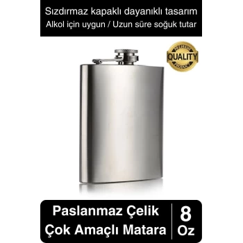 Sızdırmaz Paslanmaz Çelik 8 Oz Alkol Sıvı İçecek Kamp Cep Su Matarası Dayanıklı