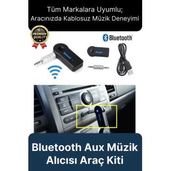 Çok Amaçlı Kablosuz Uyku Modlu 4 Saat Bataryalı Şarjlı Bluetooth Aux Müzik Ses Alıcısı Araç Kiti