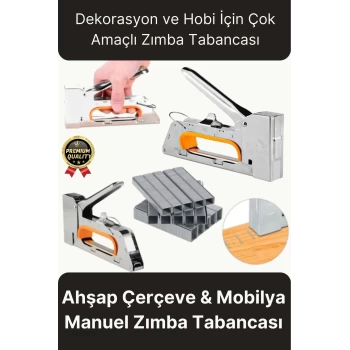 Çok Amaçlı Pratik Dekorasyon Hobi Koltuk Döşeme Çakma Mobilya Ahşap Çerçeve Manuel Zımba Tabancası