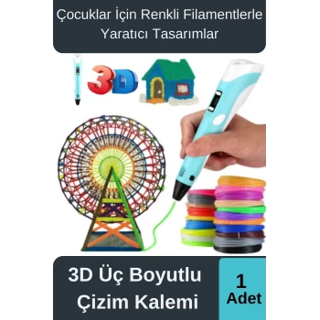 Çok Amaçlı Eğlence Hobi ABS Plastik Filament 3D Çocuk Renkli Üç Boyutlu Çizim Yazıcı Kalem Printer