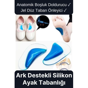 Çok Amaçlı Rahat Anatomik Boşluk Doldurucu Jel Düz Taban Önleyici Ark Destek Silikon Ayak Tabanlığı