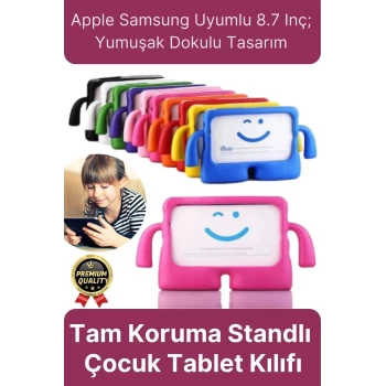 Kids Tutacaklı Apple Samsung Uyumlu 8.7 Inç Eğlenceli Karakterli Standlı Çocuk Tablet Kılıfı