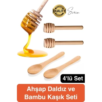 Özel Üretim Bambu Kaşık Ahşap Bal Daldız Seti Petek Tahta Baharat Bal Arısı Karıştırma Reçel Pekmez