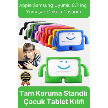 Kids Tutacaklı Apple Samsung Uyumlu 8.7 Inç Eğlenceli Karakterli Standlı Çocuk Tablet Kılıfı