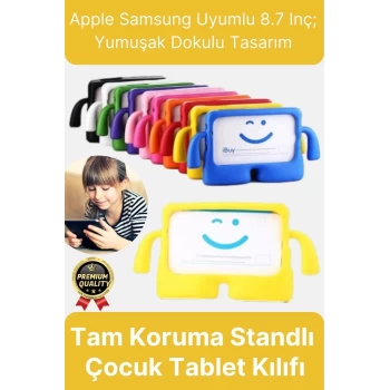 Kids Tutacaklı Apple Samsung Uyumlu 8.7 Inç Eğlenceli Karakterli Standlı Çocuk Tablet Kılıfı