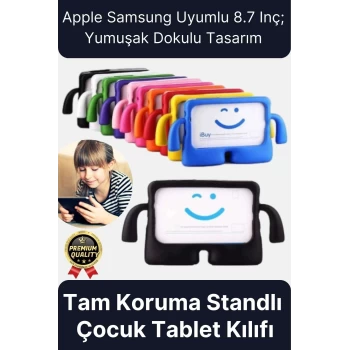 Kids Tutacaklı Apple Samsung Uyumlu 8.7 Inç Eğlenceli Karakterli Standlı Çocuk Tablet Kılıfı