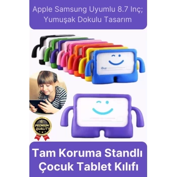 Kids Tutacaklı Apple Samsung Uyumlu 8.7 Inç Eğlenceli Karakterli Standlı Çocuk Tablet Kılıfı